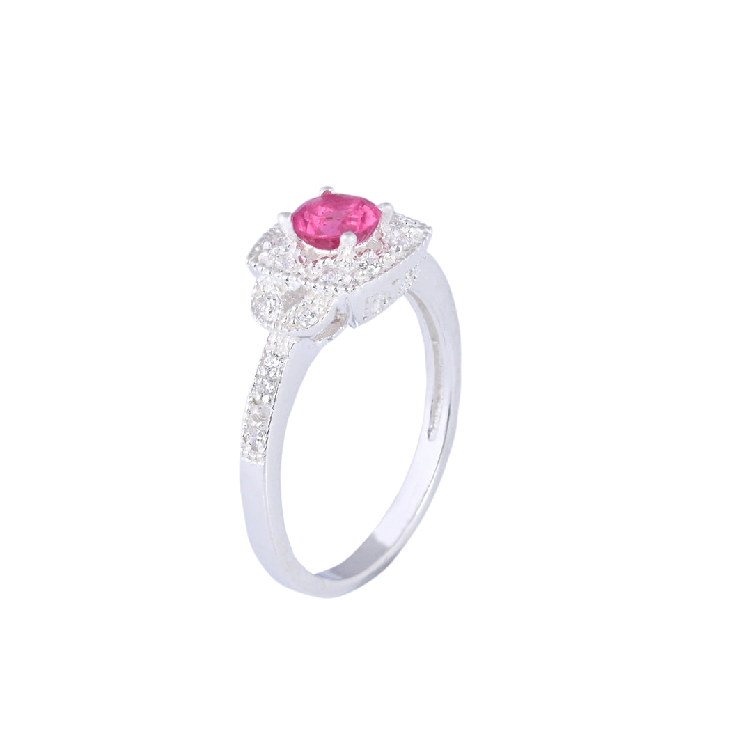 Ruby Gemstone Diamond Halo Ring