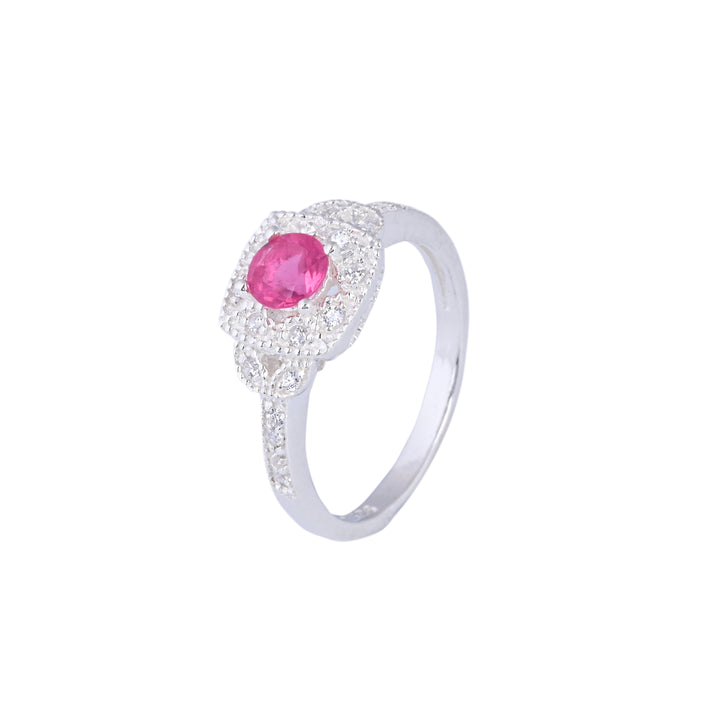 Ruby Gemstone Diamond Halo Ring