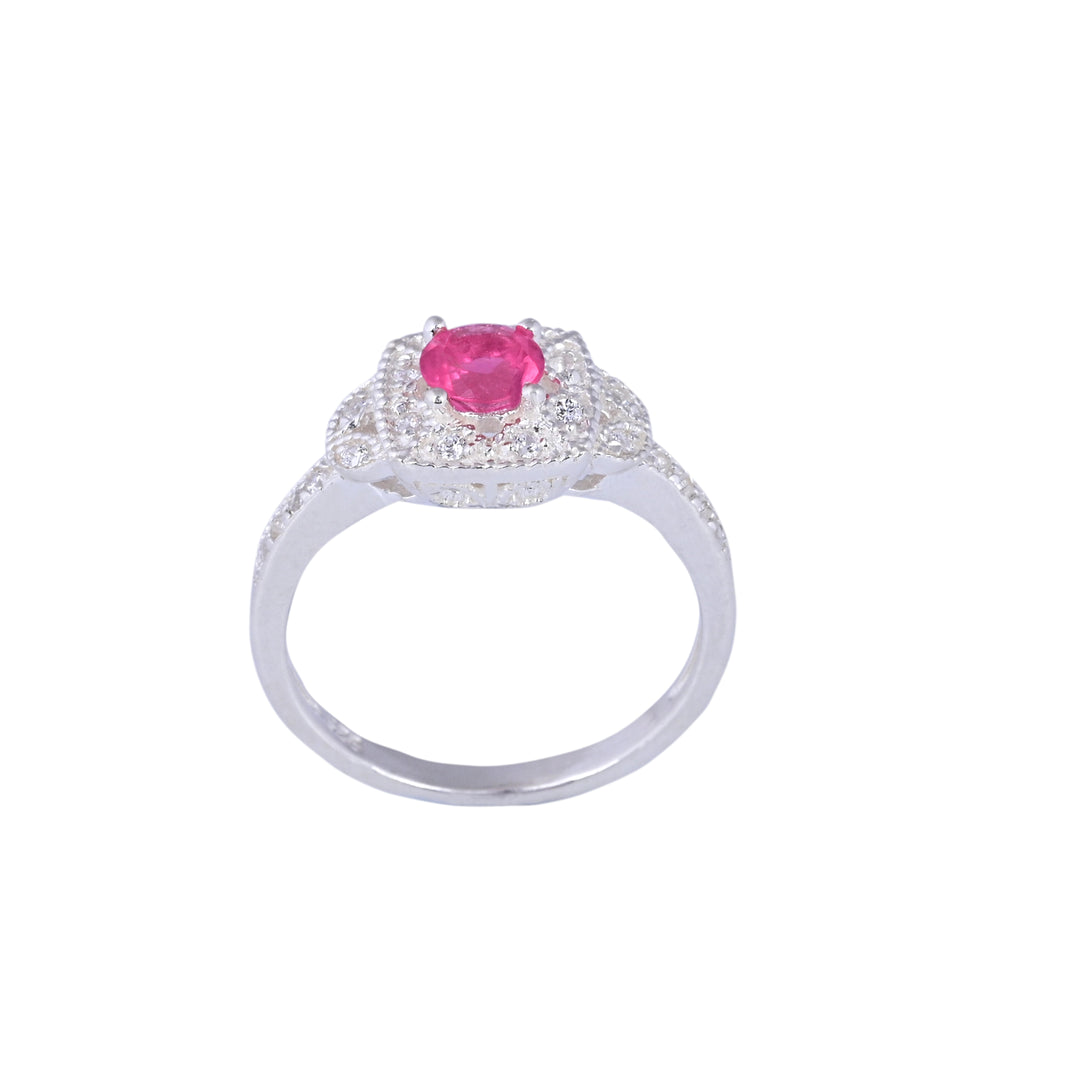 Ruby Gemstone Diamond Halo Ring