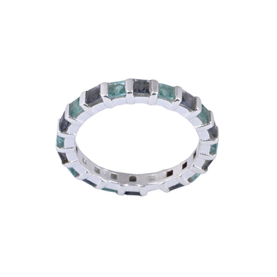 Tourmaline Gems Engagement Band Ring - Sterling Silver