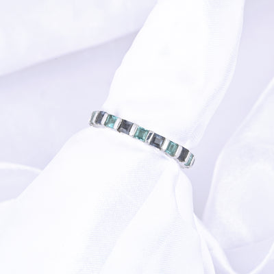 Tourmaline Gems Engagement Band Ring - Sterling Silver