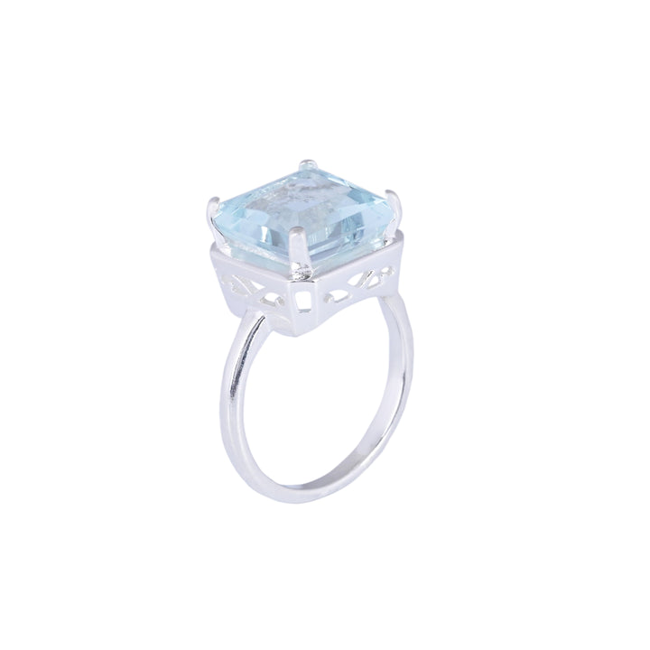 Brilliant Cut Blue Topaz Men's Ring - Sterling Silver