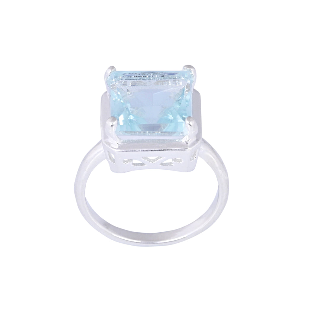 Brilliant Cut Blue Topaz Men's Ring - Sterling Silver