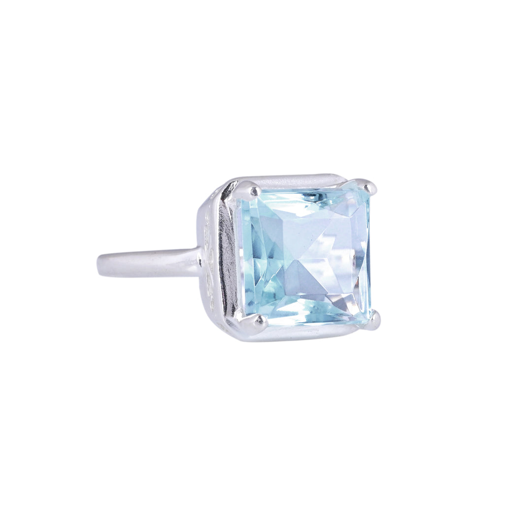 Brilliant Cut Blue Topaz Men's Ring - Sterling Silver