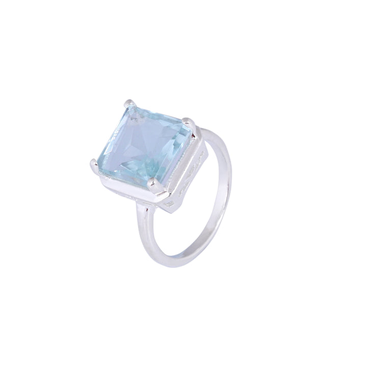 Brilliant Cut Blue Topaz Men's Ring - Sterling Silver