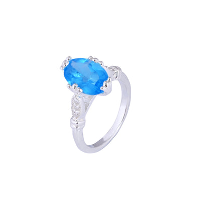 London Blue Topaz Engagement Ring ~ Sterling Silver