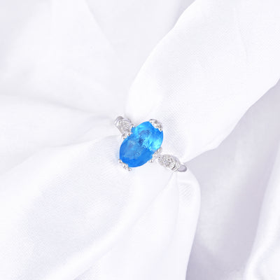London Blue Topaz Engagement Ring ~ Sterling Silver