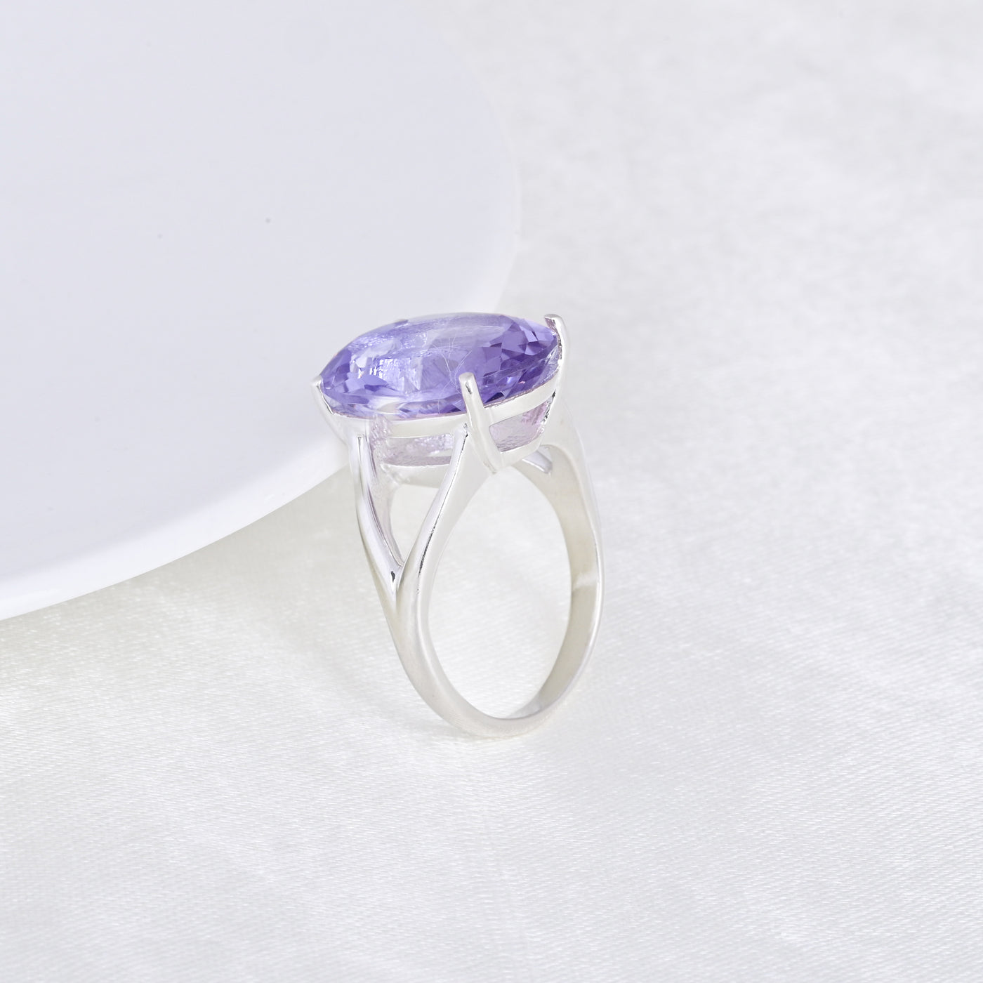 Purple Gems Dainty Solitaire Ring For Women