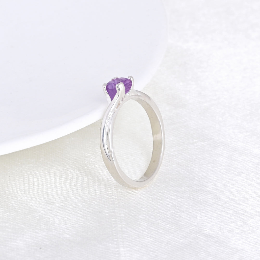 Minimalist Amethyst Gems Stacking Ring