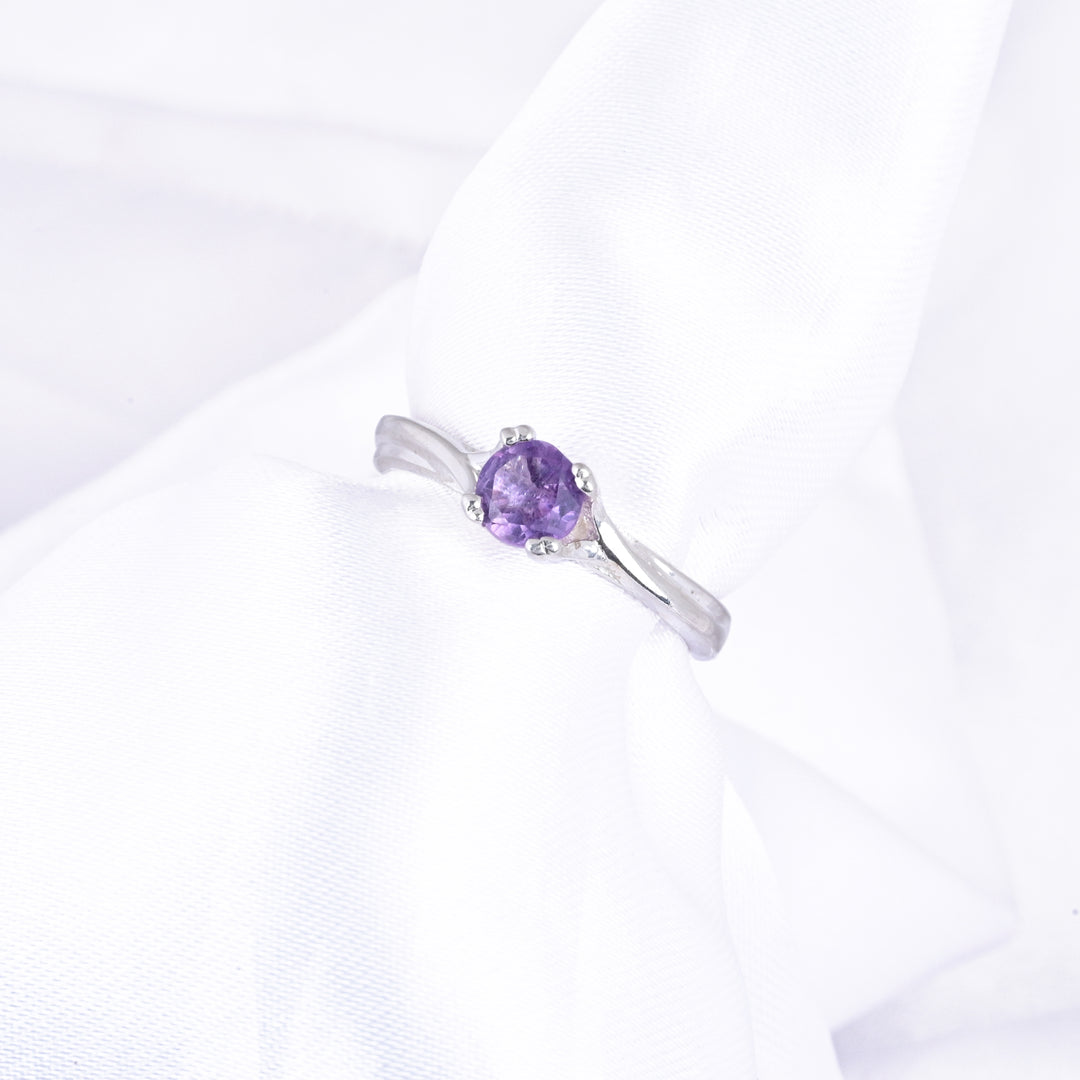 Minimalist Amethyst Gems Stacking Ring