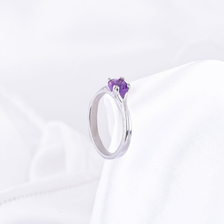 Minimalist Amethyst Gems Stacking Ring