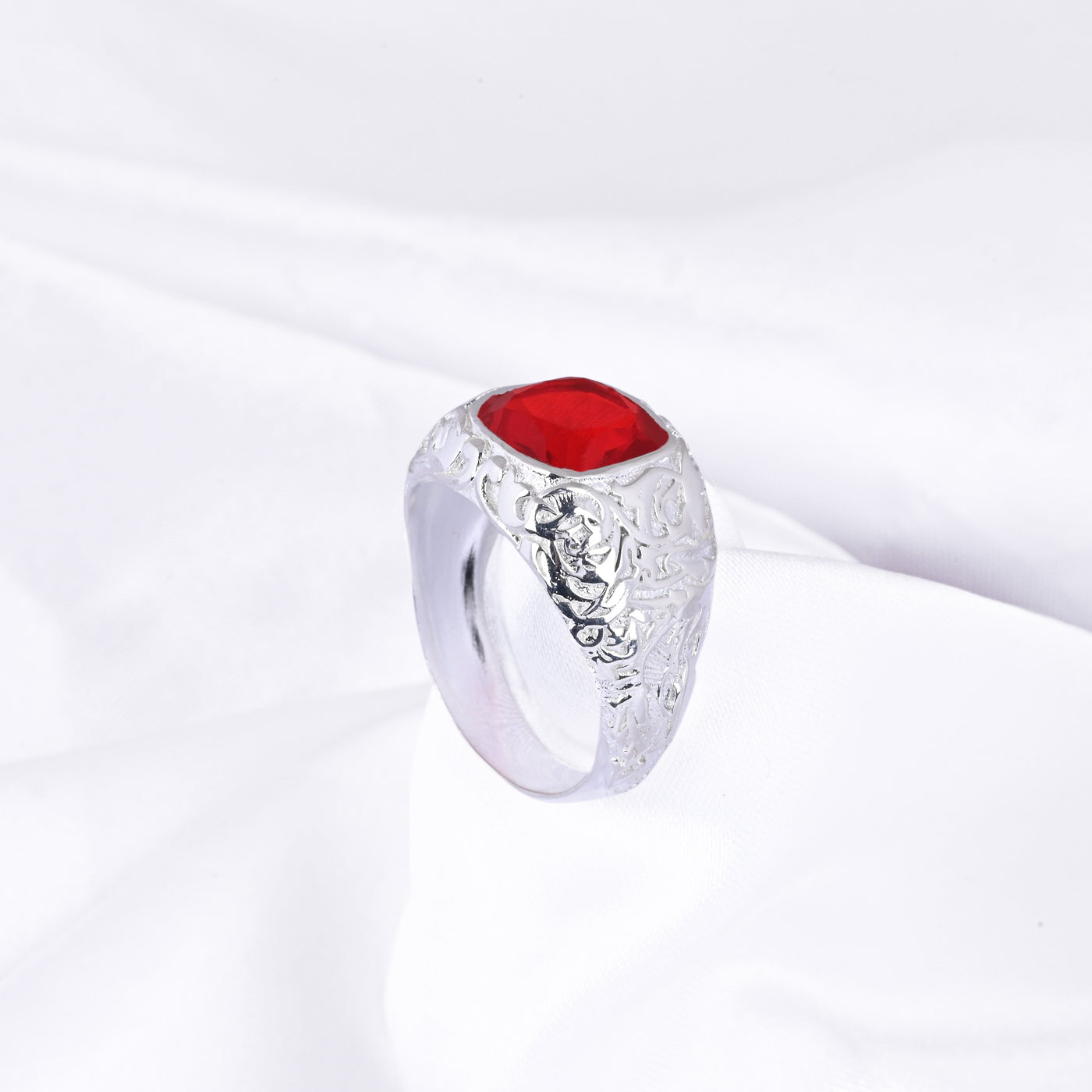 Princess Cut Ruby Gems Signet Men's Ring