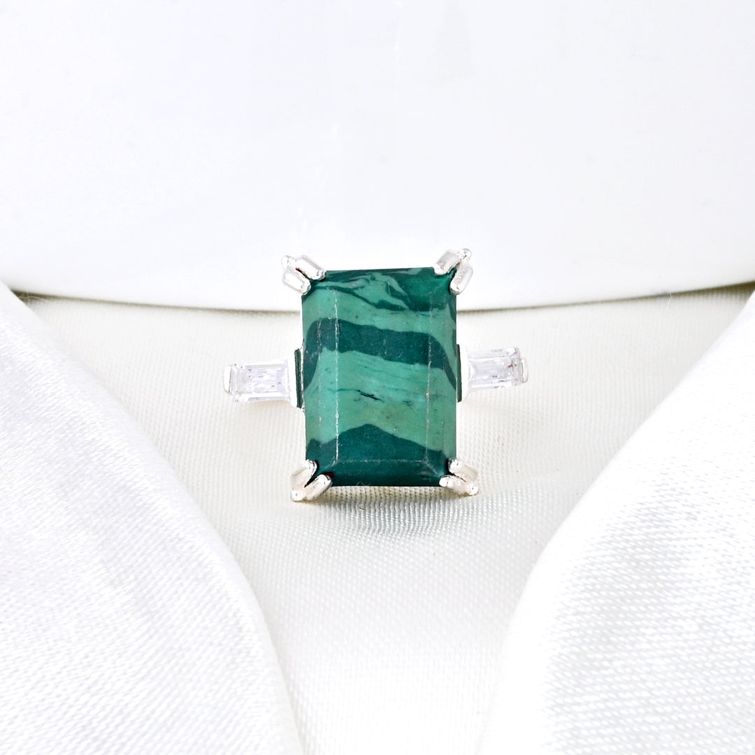 Green Malachite Ring Gift Jewelry for Women