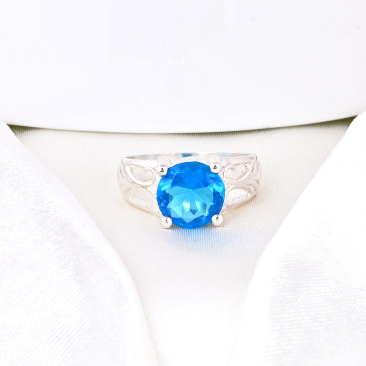 Vintage Engagement Ring Swiss Blue Topaz Ring