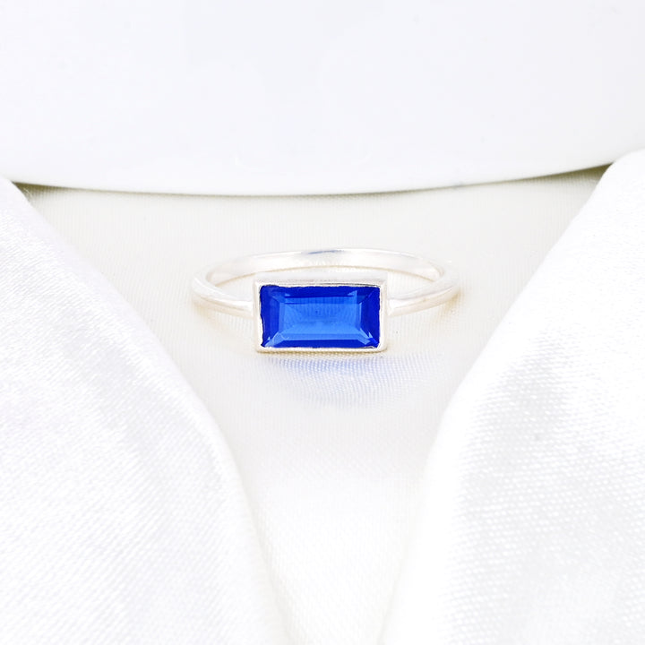 Blue Sapphire Baguette Cut Ring Band