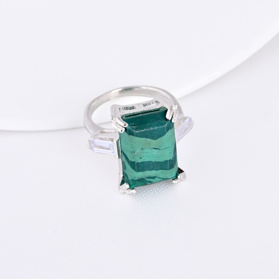 Green Malachite Ring Gift Jewelry for Women