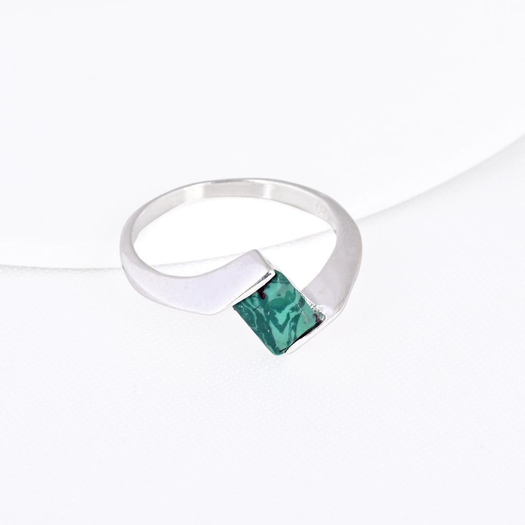 Green Malachite Bypass Solitaire Ring