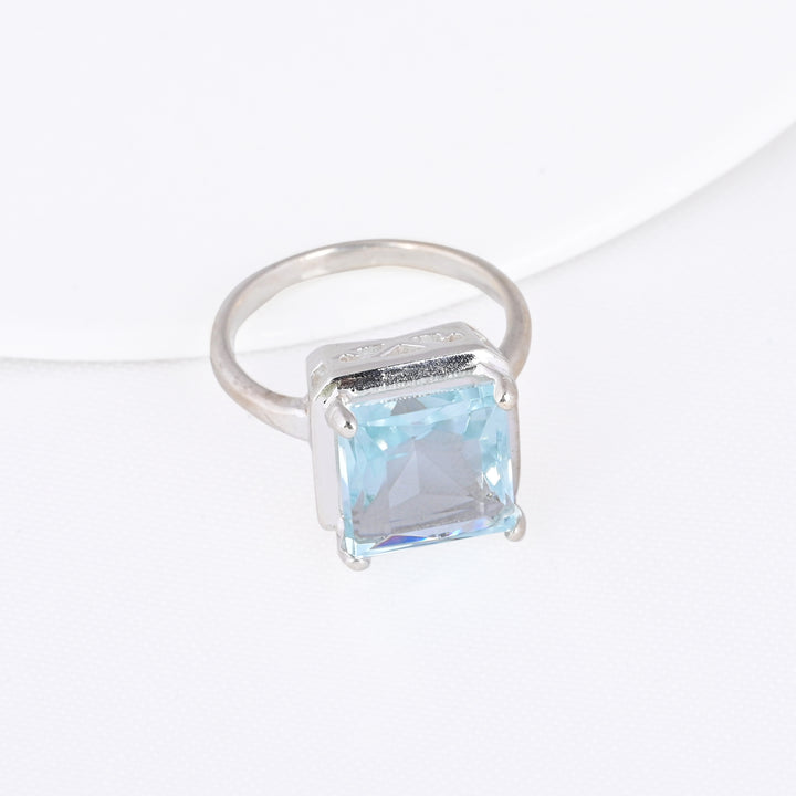 Brilliant Cut Blue Topaz Men's Ring - Sterling Silver