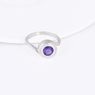 Amethyst Bypass Tension Set Ring in Sterling Silver