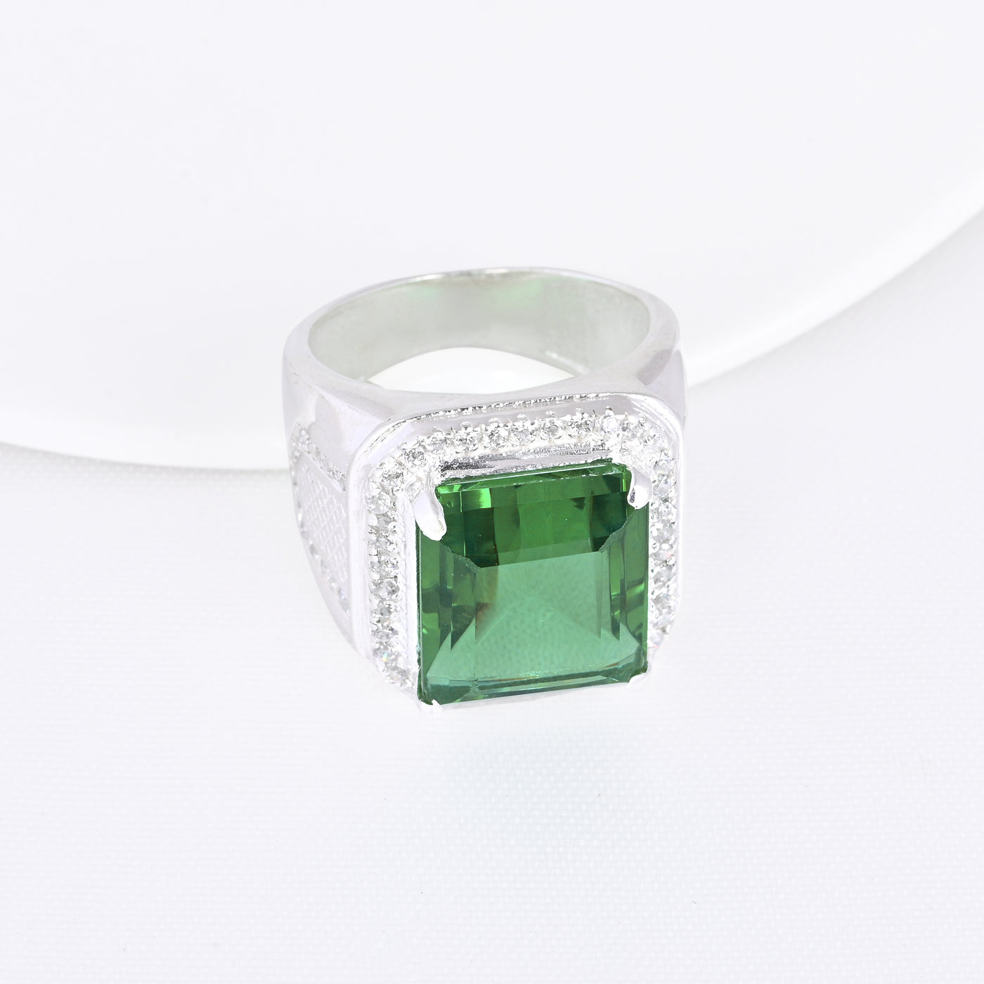 Emerald Gems Signet Ring Engagement Gift Ring