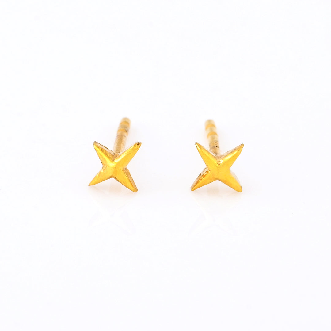 Four Point Star Stud Earrings Gold Celestial Earrings