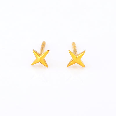 Four Point Star Stud Earrings Gold Celestial Earrings