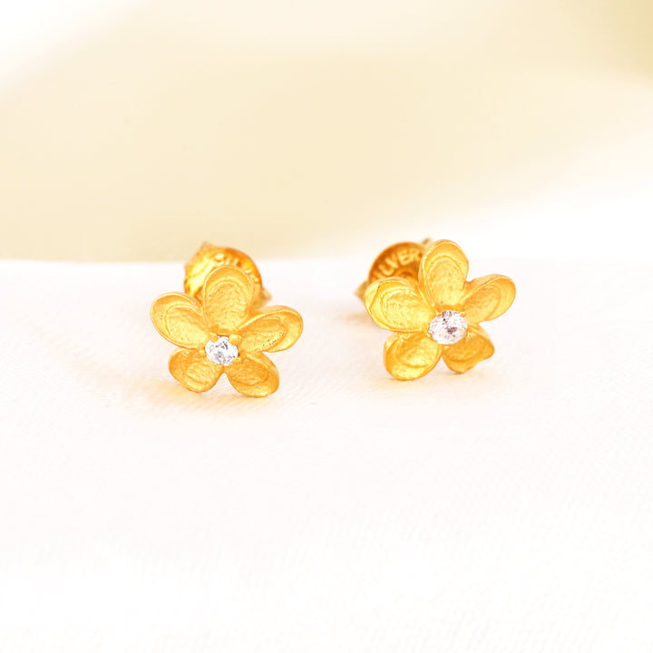 Tiny Diamond Stud Earrings Minimalist Floral Earrings