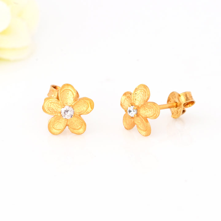 Tiny Diamond Stud Earrings Minimalist Floral Earrings