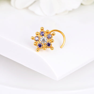 1mm Blue Sapphire Gems Small Beaded Nose Rings