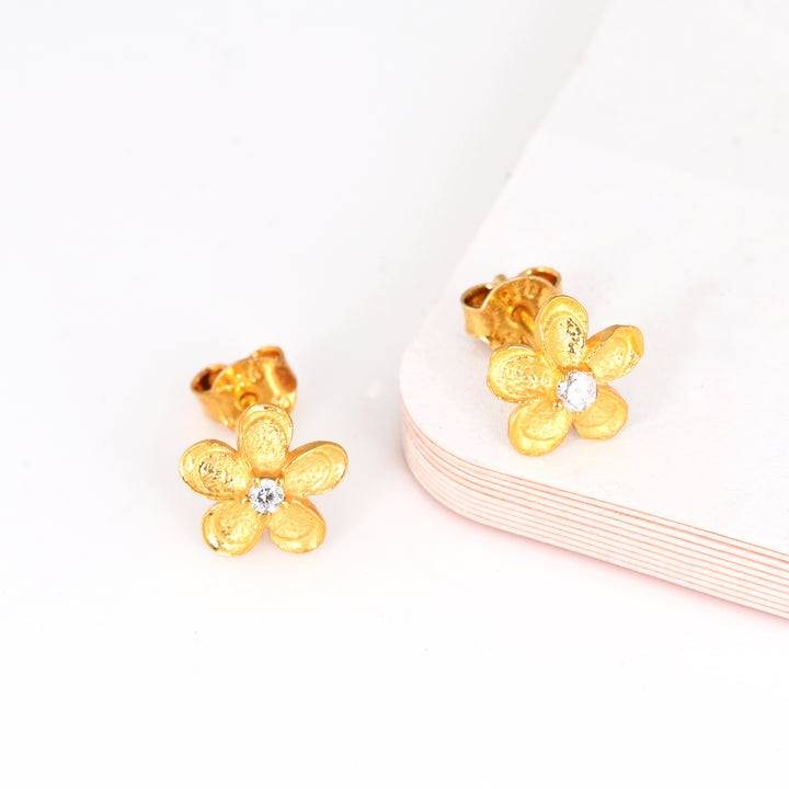 Tiny Diamond Stud Earrings Minimalist Floral Earrings