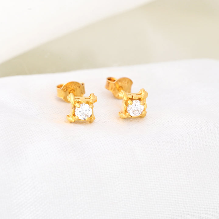 Minimalist Round CZ Sleeper Studs Square Earrings