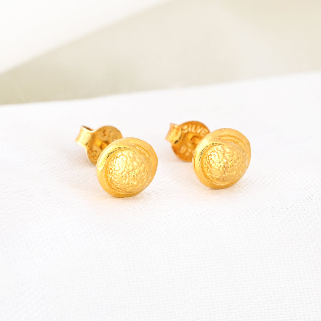 Embossed Round Flat Stud Earrings Geometric Disc Studs