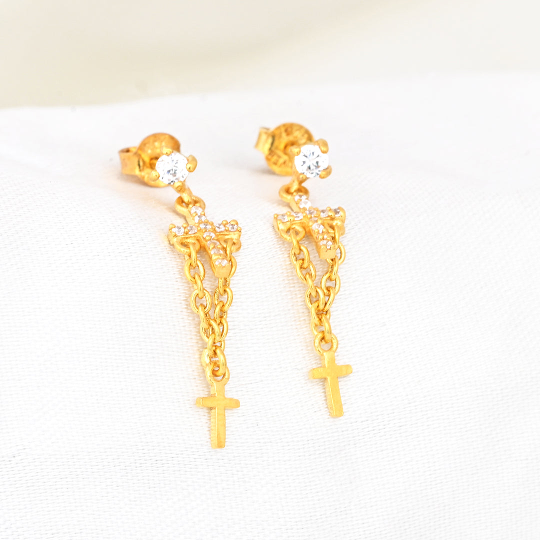 Classic Dangle Earrings in Sterling Silver with Gold Plating