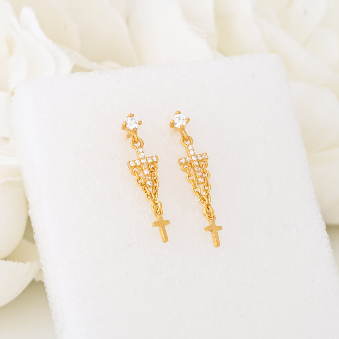 Classic Dangle Earrings in Sterling Silver with Gold Plating