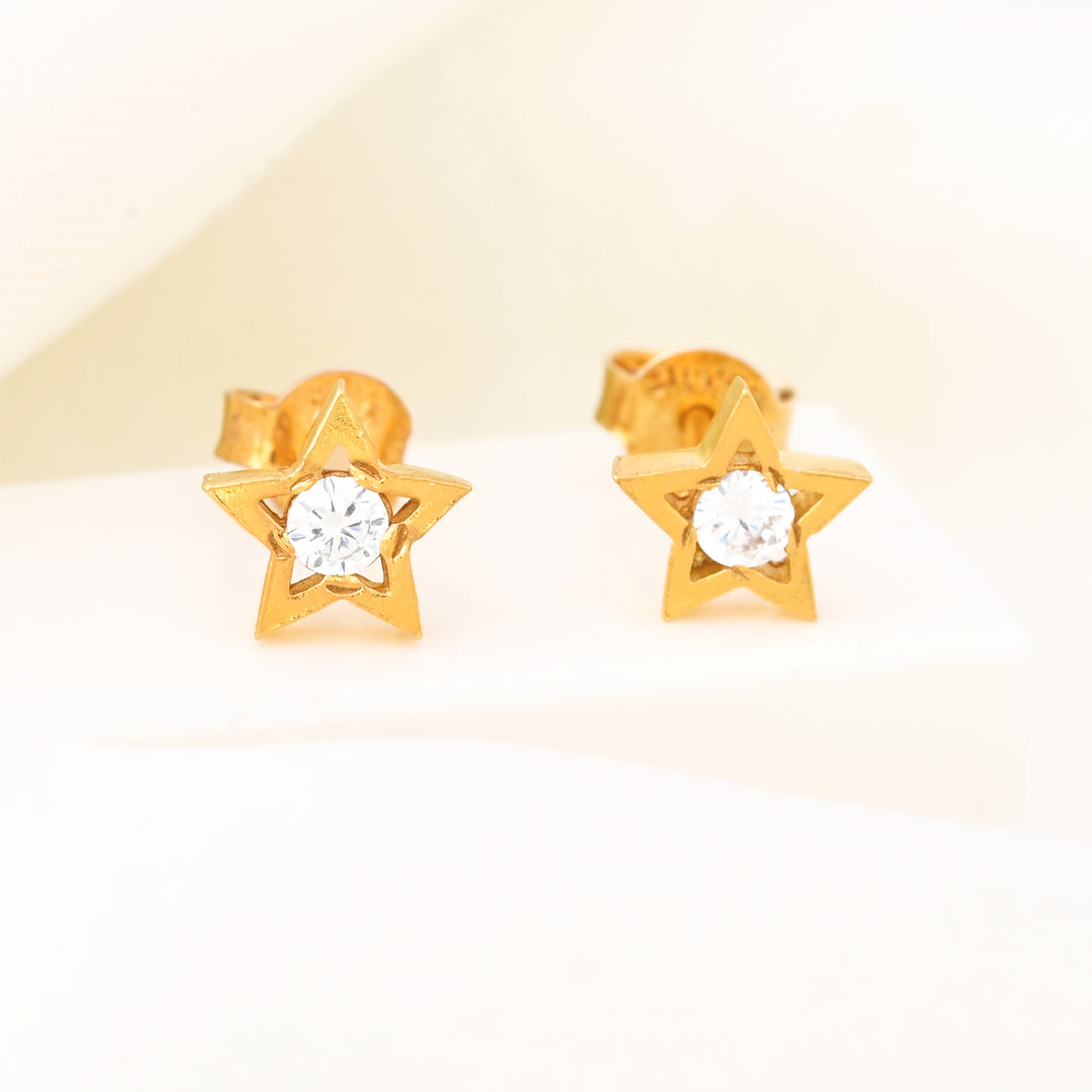 Sterling Silver & Clear CZ Star Stud Earrings