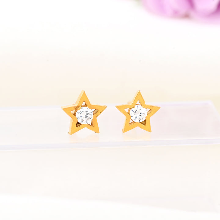 Sterling Silver & Clear CZ Star Stud Earrings