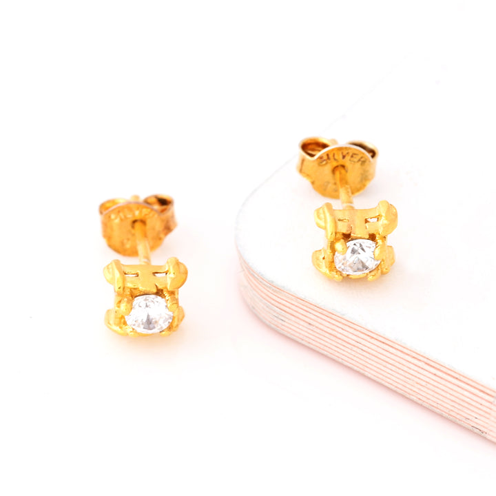 Minimalist Round CZ Sleeper Studs Square Earrings