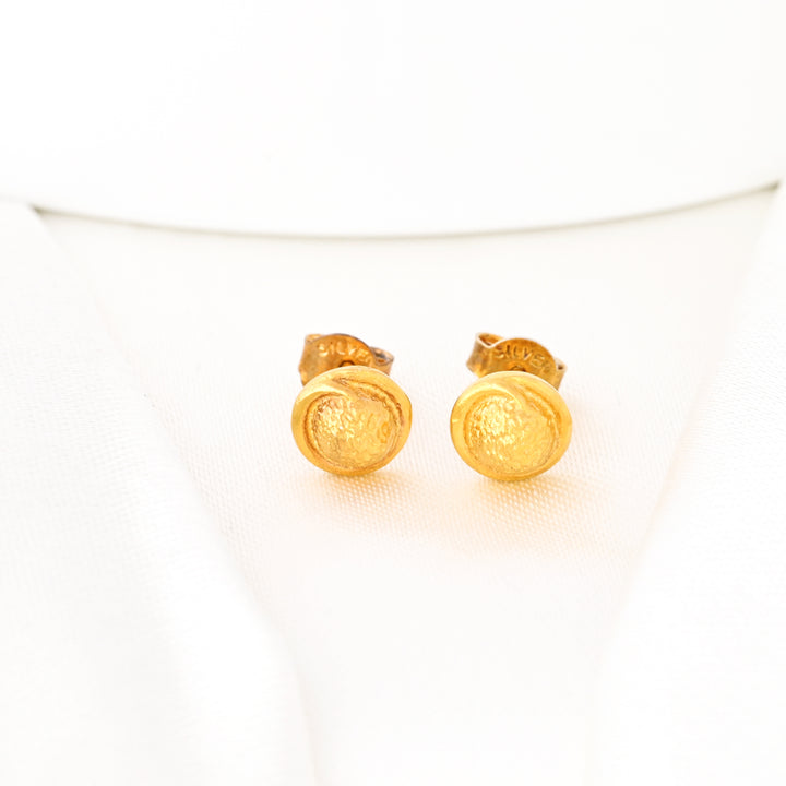 Embossed Round Flat Stud Earrings Geometric Disc Studs