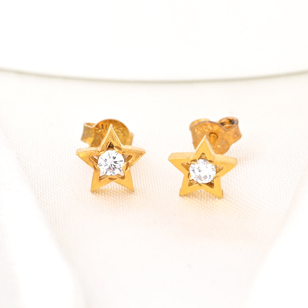 Sterling Silver & Clear CZ Star Stud Earrings