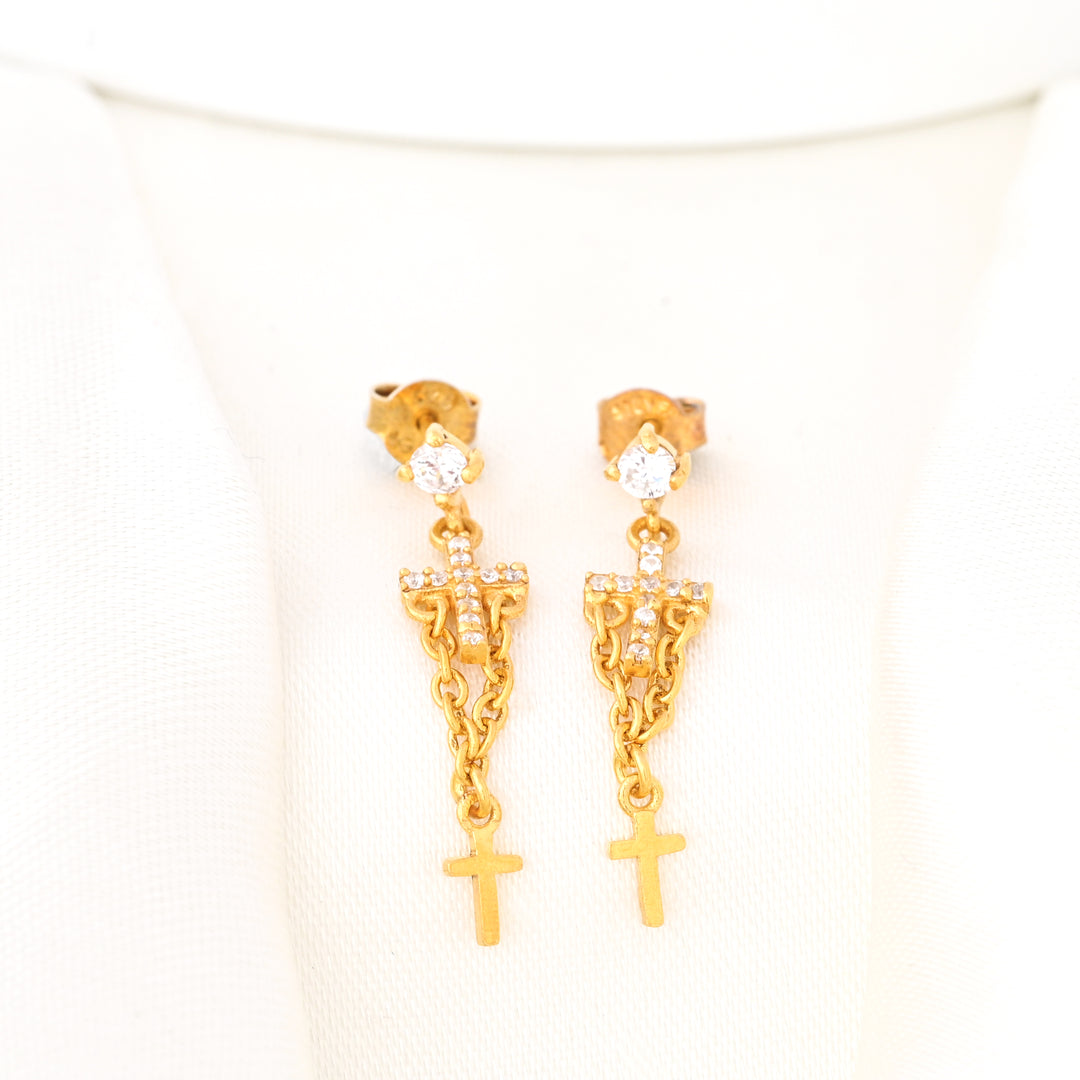 Classic Dangle Earrings in Sterling Silver with Gold Plating