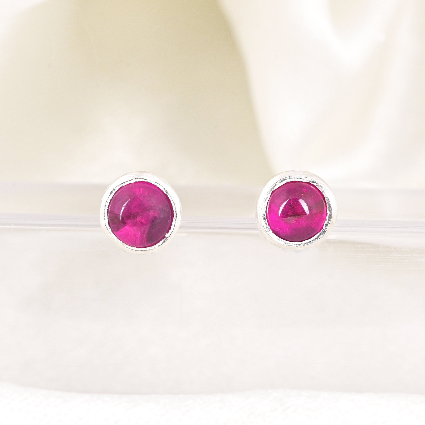 5mm Ruby Gems Gold Stud Earrings for Women