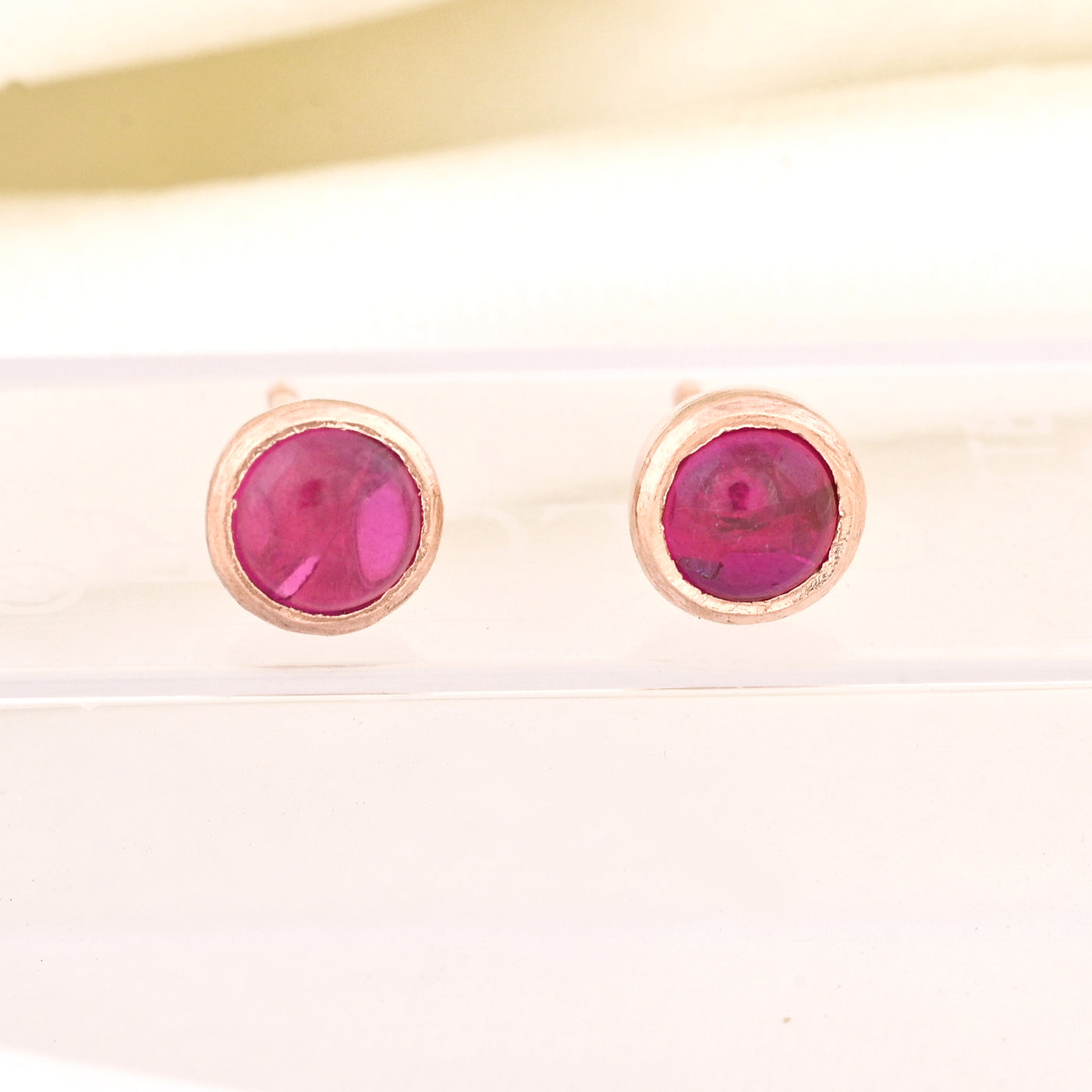 5mm Ruby Gems Gold Stud Earrings for Women