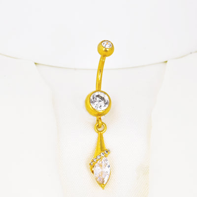 14k Gold  Plated CZ Gems Belly Button Ring