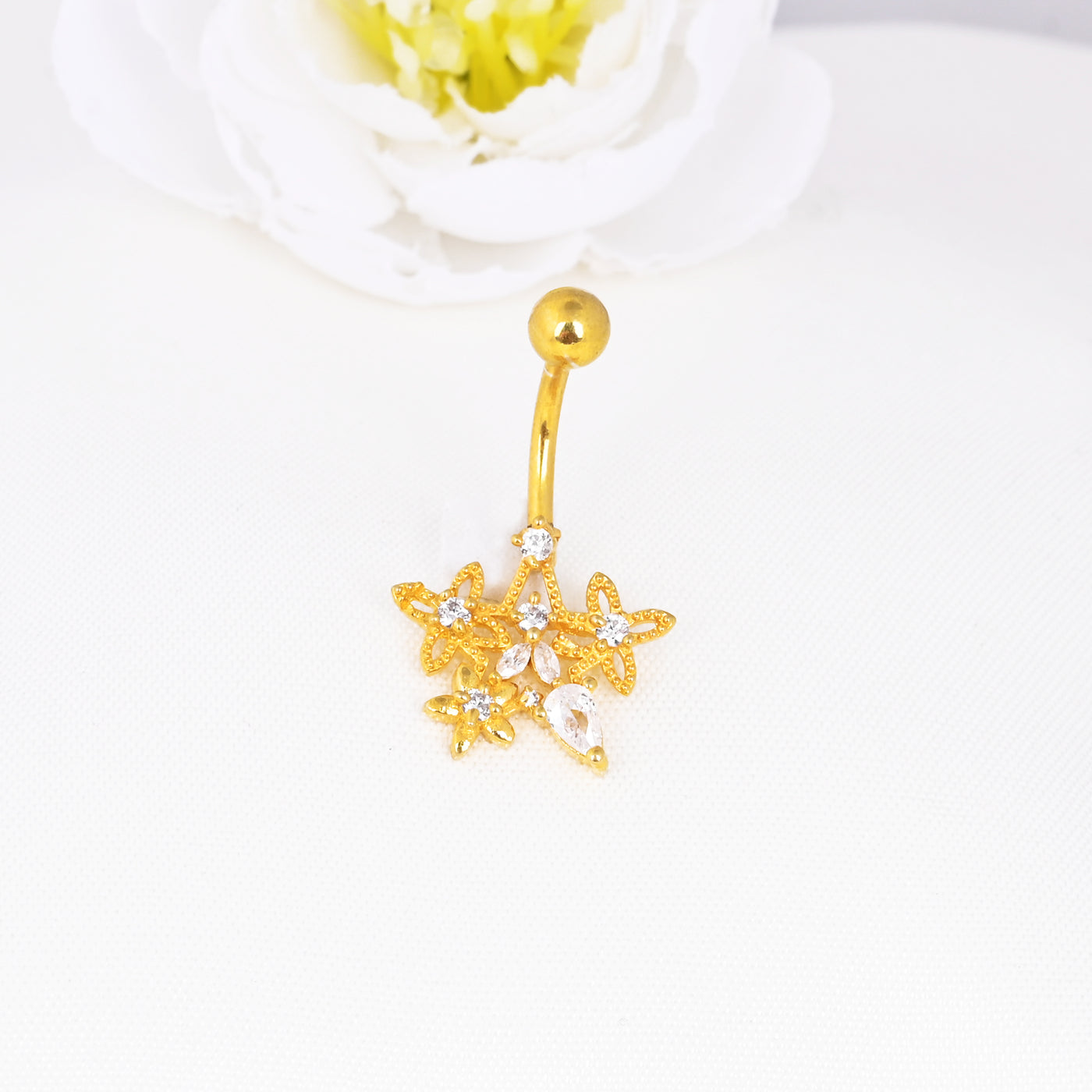 Cubic Zirconia Star Belly Button Ring