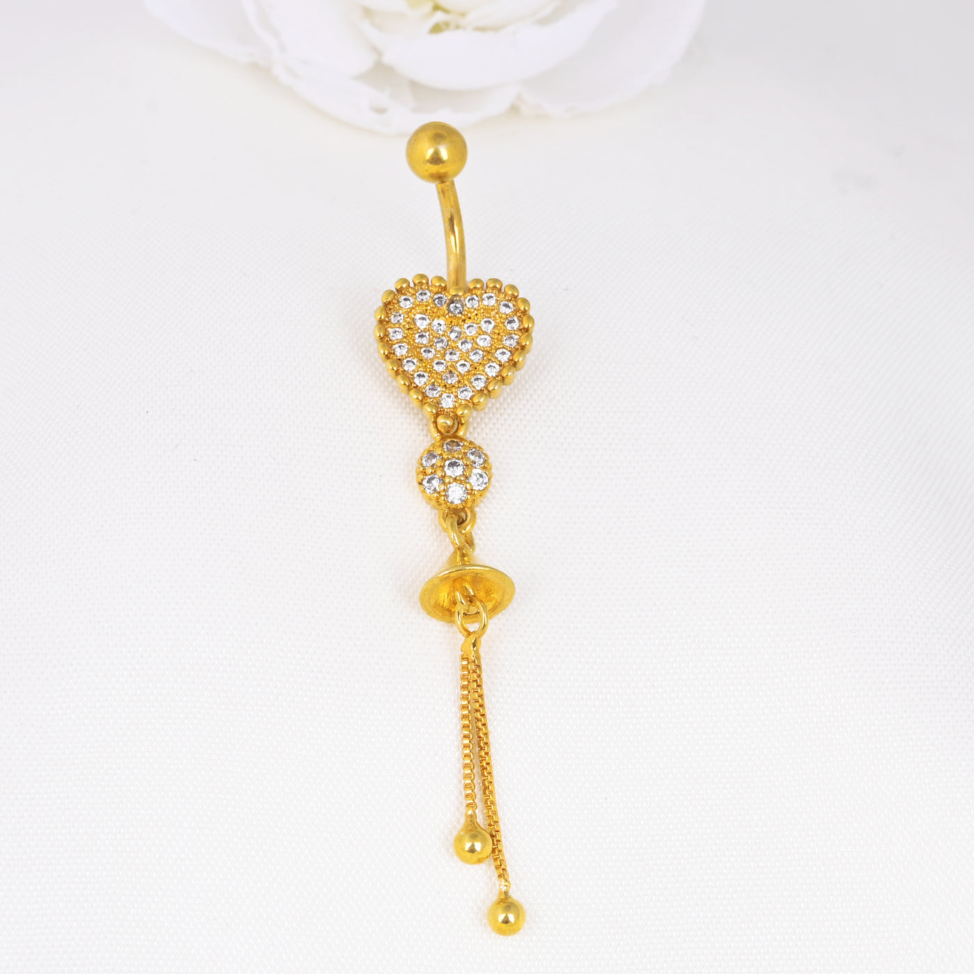 14G Crystal Heart Belly Button Ring