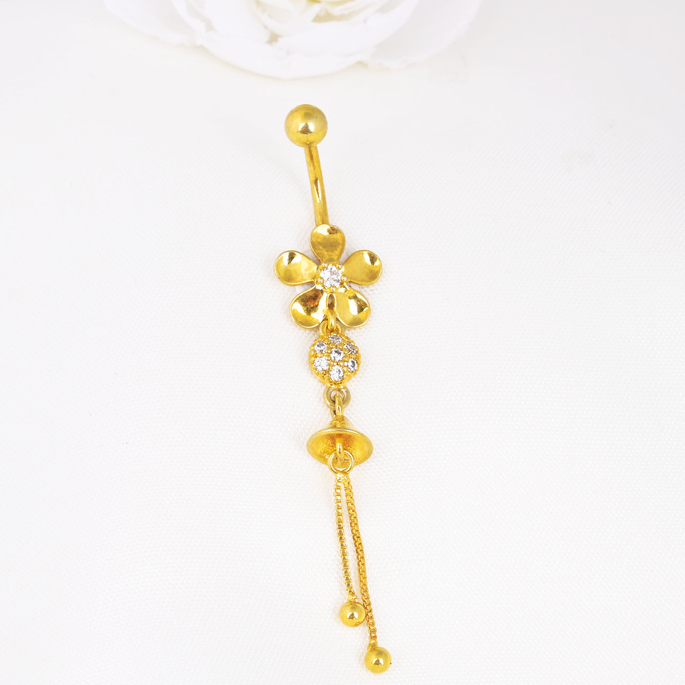 925 Silver Floral Belly Button Ring