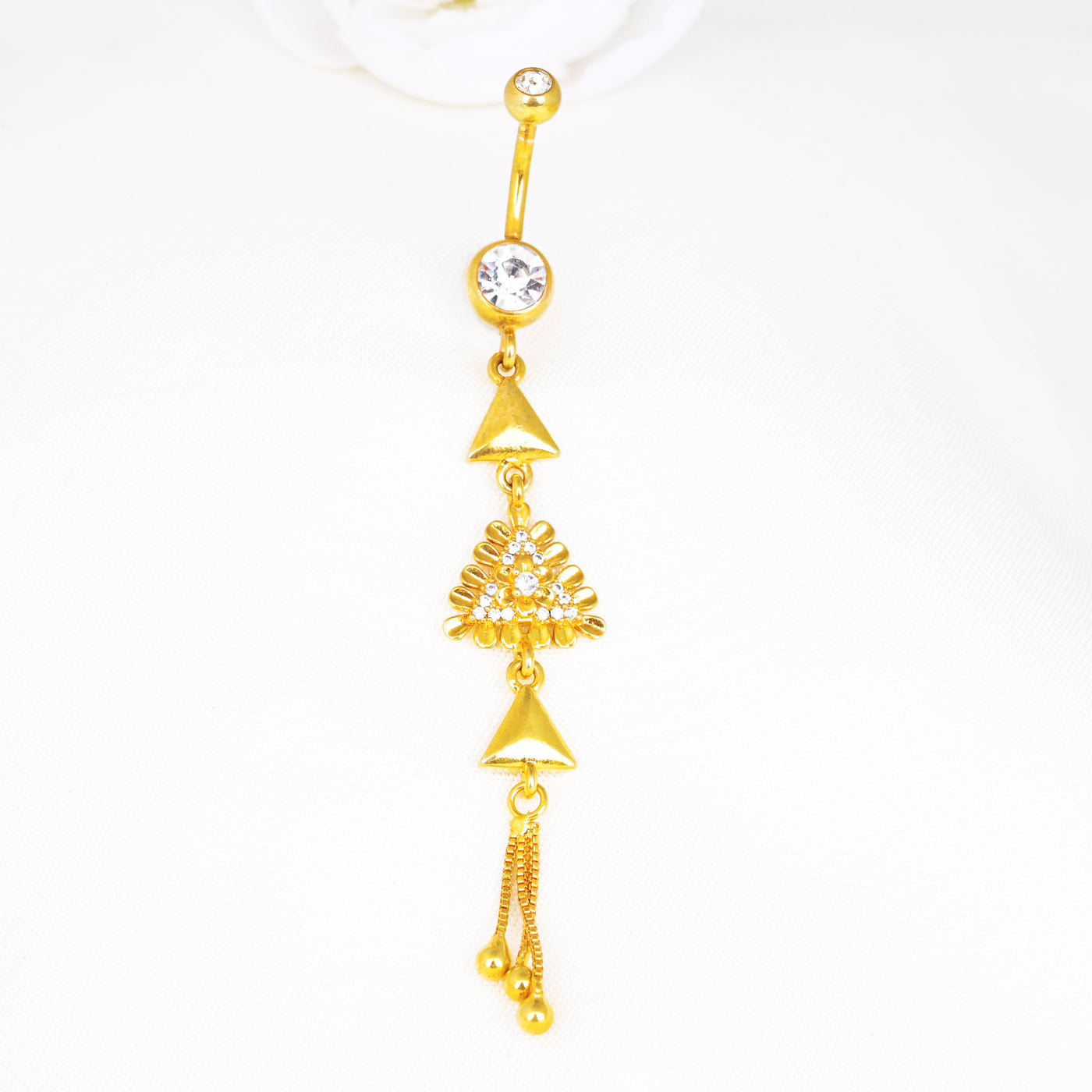 14k Gold Plated Dangling Chain Belly Piercing Ring