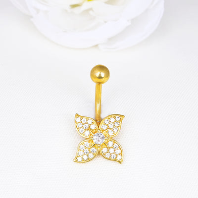 316L Steel Flower Shaped Belly Button Ring