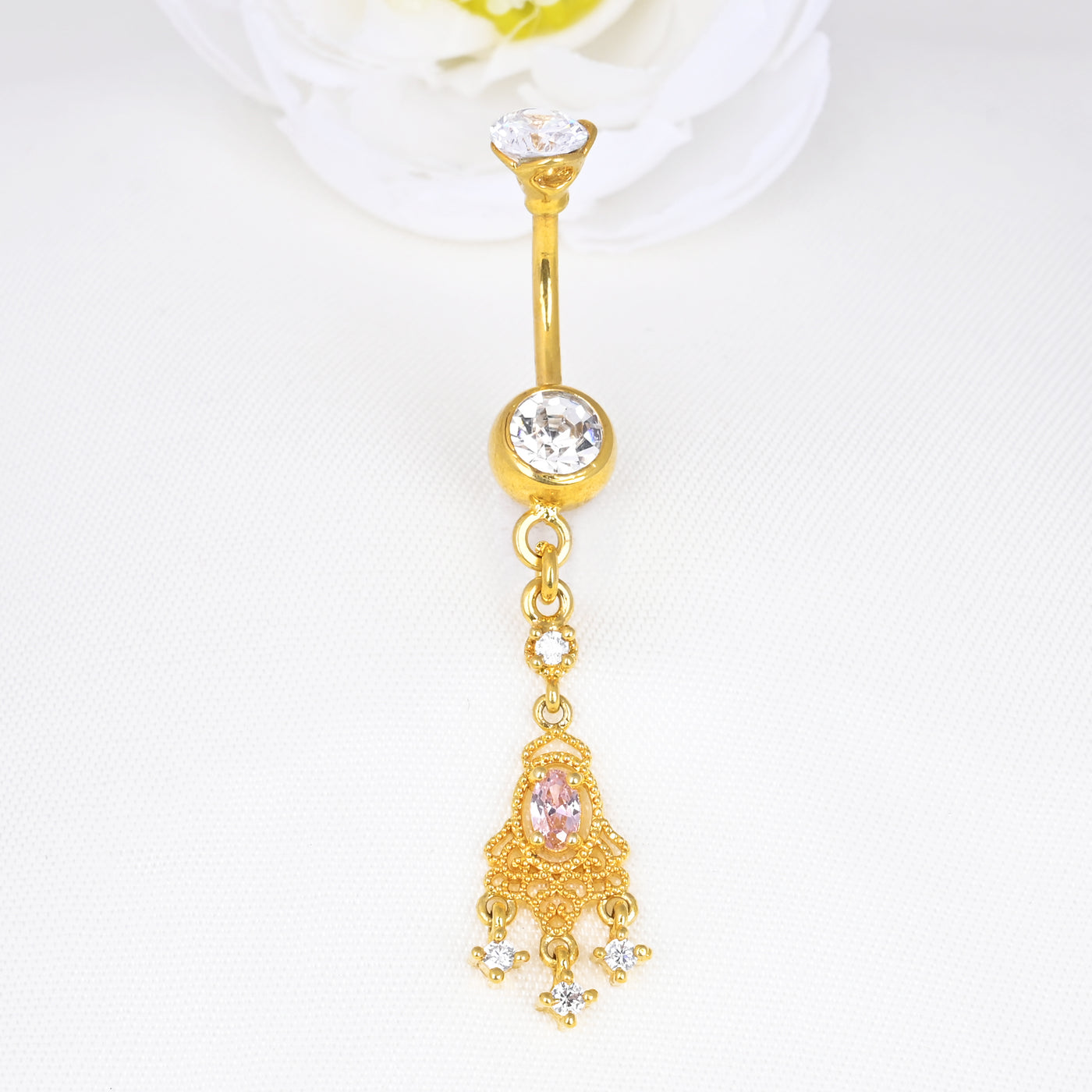 Chandelier Styled Dangling Belly Piercing Ring