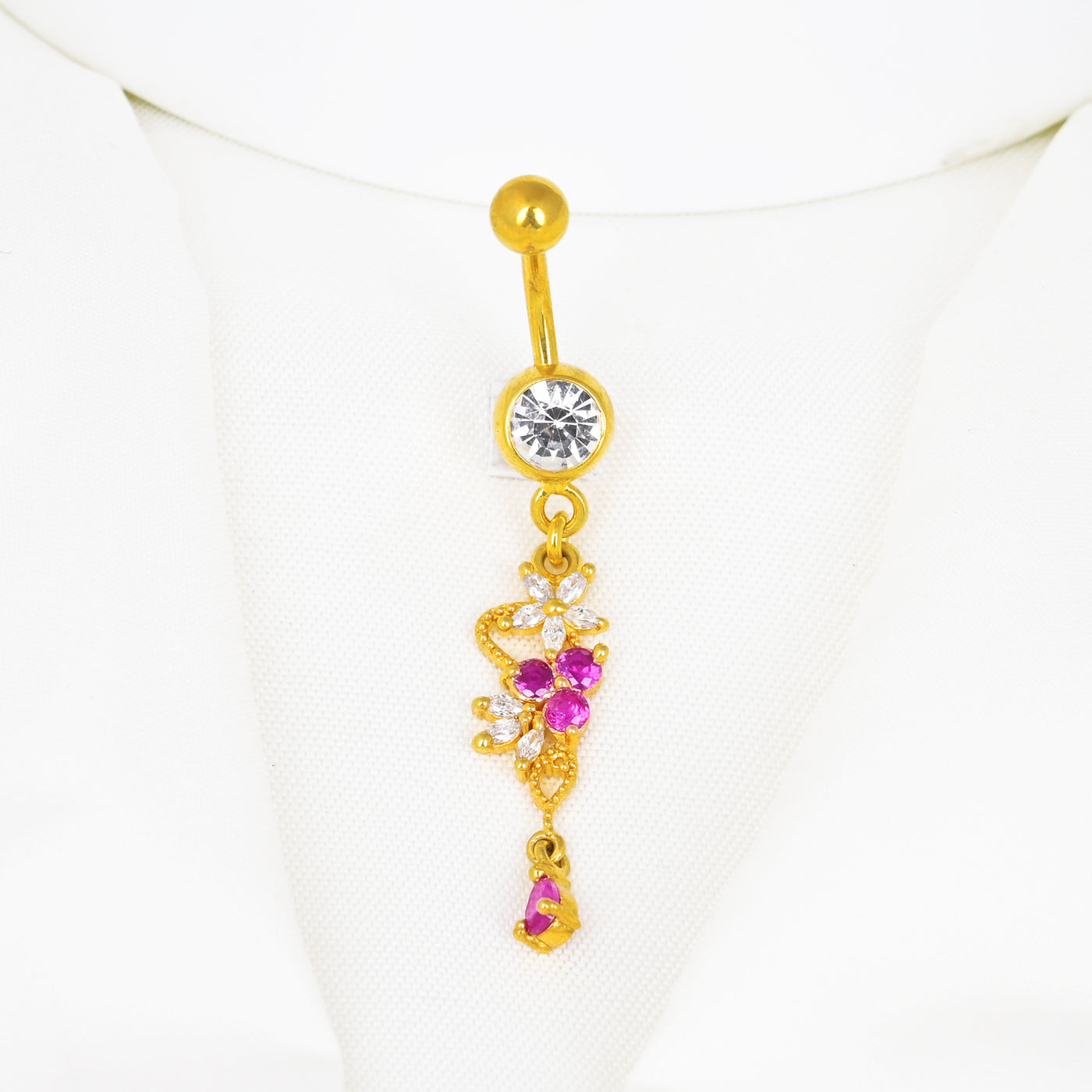 Flower Bail Dangling Belly Button Ring